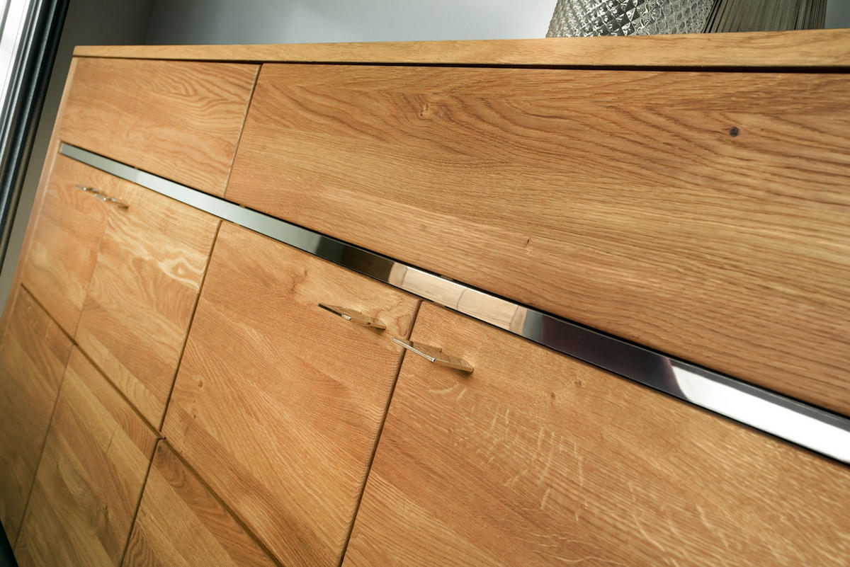 KOMMODE Latina Honig Eiche 155 / 42 / 91cm - Honigeiche/Braun, Holz/Metall (155/91/42cm) - Feldmann-Wohnen