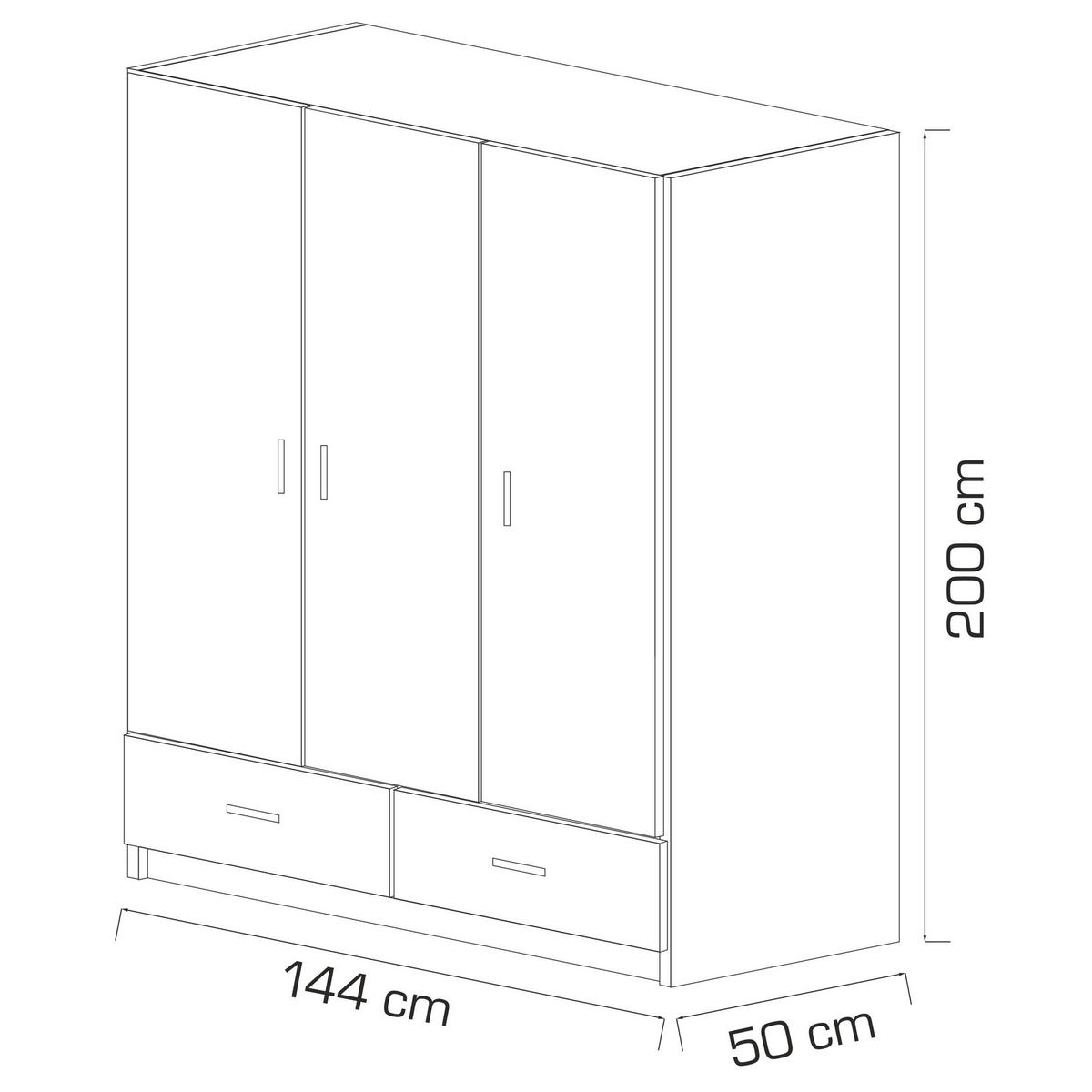 DREHTÜRENSCHRANK PINELLO 144/200/50 cm 3-türig Graphitfarben - Graphitfarben, Holzwerkstoff (144/200/50cm) - MASSENO