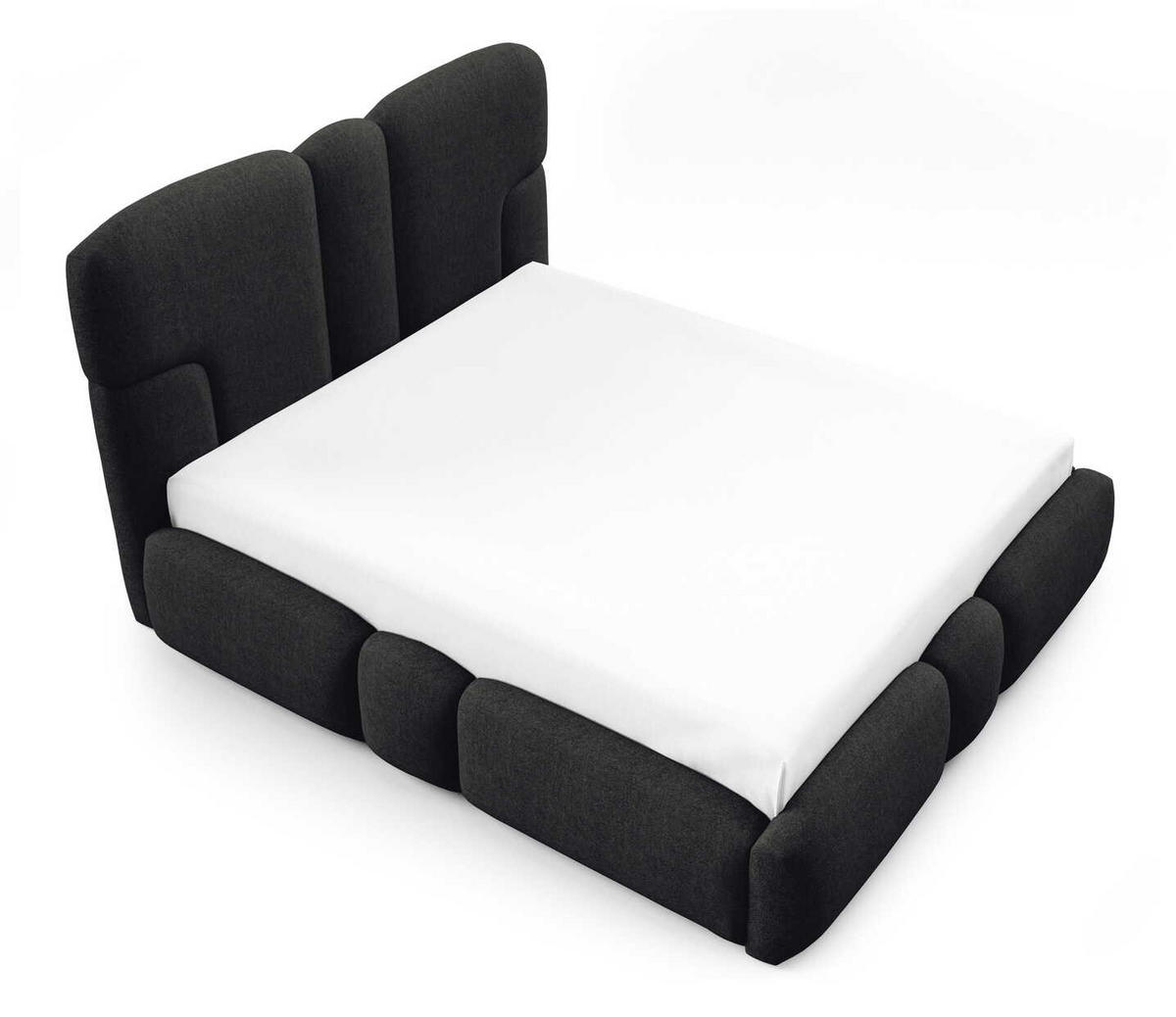 POLSTERBETT 180x200 Safron mit LED, Metall-Lattenrost, Schwarz - Schwarz, Holz/Textil (180/200cm) - Emporius