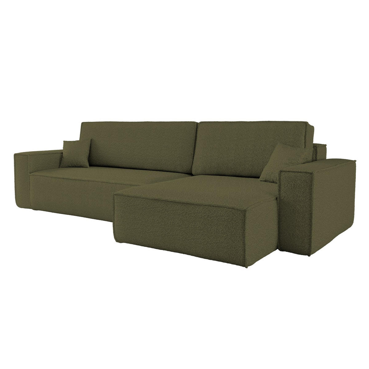 ECKSOFA Mit Schlaffunktion Und Bettkasten, Eckcouch BEST XL Stoff Quelle Olive Rechts - Schwarz/Olivgrün, Holz/Kunststoff (142/142cm) - Kaiser Möbel