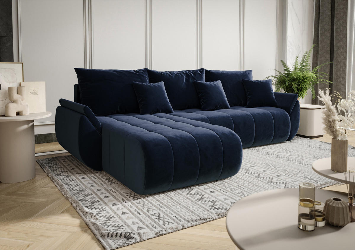 ECKSOFA mit Schlaffunktion TOKYO L Monolith 77 Links - Blau, Textil (280/185cm) - Bedante