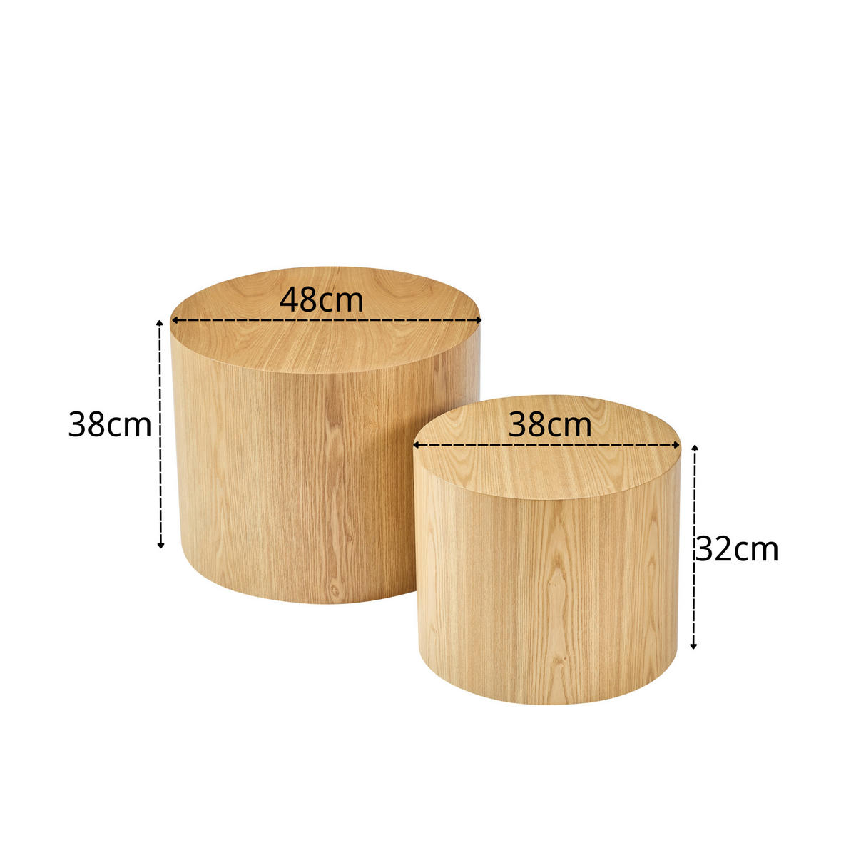 BEISTELLTISCH Ø48/38 cm Natur aus MDF ineinanderstellbar 2er Set - Naturfarben, Holzwerkstoff (48/48/38cm) - OKMYHOME