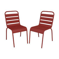 2ER Set Gartenstühle stapelbar - Metall - Rot - MIRMANDE von MYLIA - Rot, Metall (47.5/79/59cm) - Vente-Unique