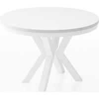 ESSTISCH Clara Weiß runder ausziehbarer, Weiß 100-180/100/76 cm - Weiß, Holzwerkstoff/Metall (100/100/76cm) - WFL GROUP