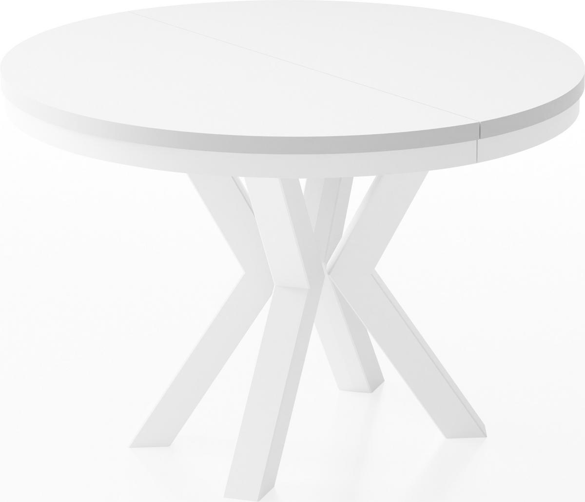 ESSTISCH Clara Weiß runder ausziehbarer, Weiß 100-180/100/76 cm - Weiß, Holzwerkstoff/Metall (100/100/76cm) - WFL GROUP
