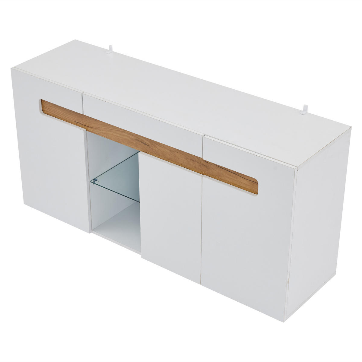 BEISTELLSCHRANK Weiß-Holzoptik mit App-gesteuerter LED-Beleuchtung 140 × 40 × 70 cm - Weiß, Holzwerkstoff (140/70/40cm) - Luhomfu