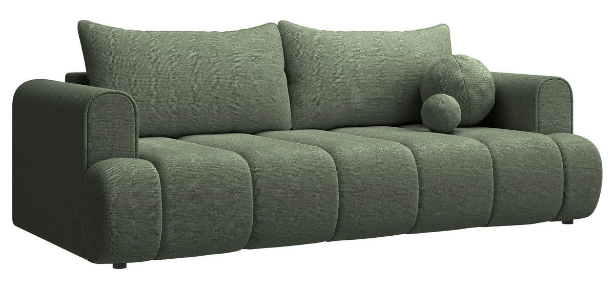 3-SITZER-SOFA Dandelino Grün mit Schlaffunktion - Schwarz/Grün, Kunststoff/Textil (250/90/112cm) - Selsey
