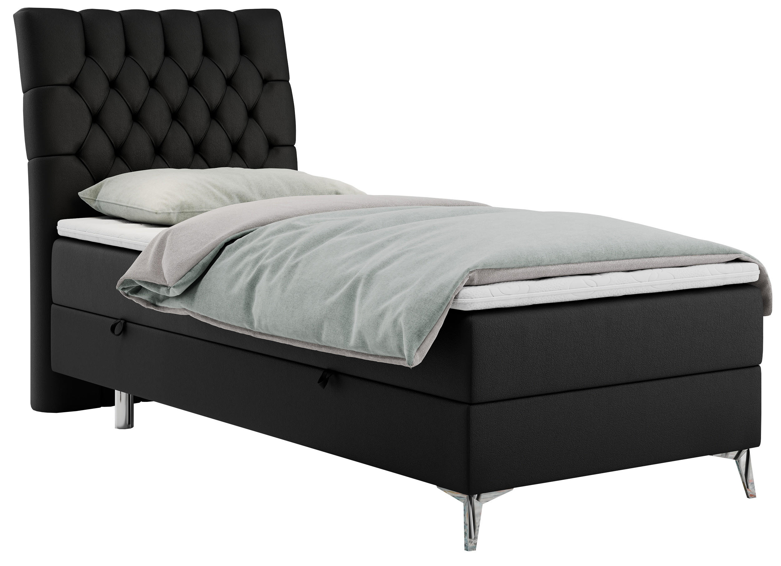 BOXBETT MILEN 90/200 Schwarz Kunstleder - H4 - Links Seite - Schwarz, Holz/Textil (90/200cm) - MKS