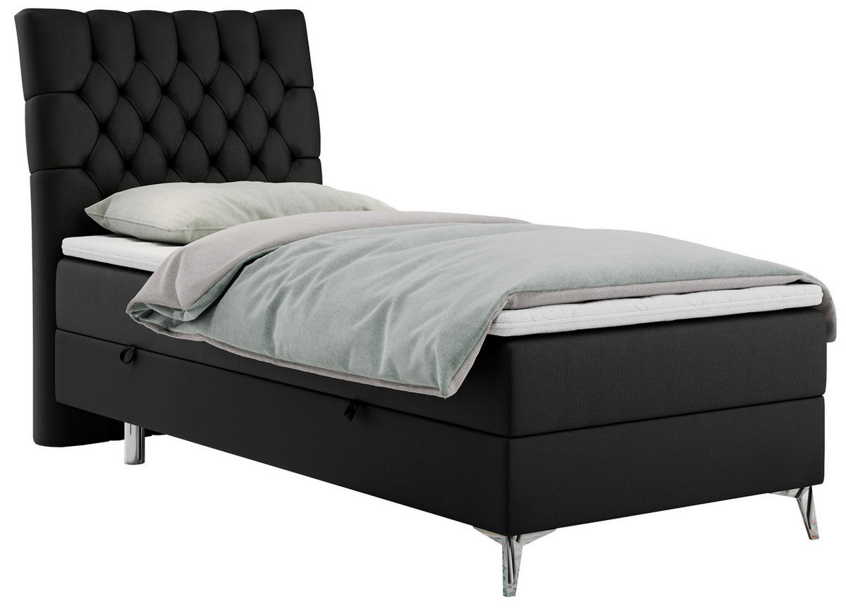 BOXBETT MILEN 90/200 Schwarz Kunstleder - H4 - Links Seite - Schwarz, Holz/Textil (90/200cm) - MKS