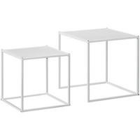 COUCHTISCH-SET 40/40/40 und 35/35/35 cm, 2-teilig mit Stahlgestell und quadratischer Tischplatte, Weiß - Weiß, Metall (40/40/40cm) - Redom