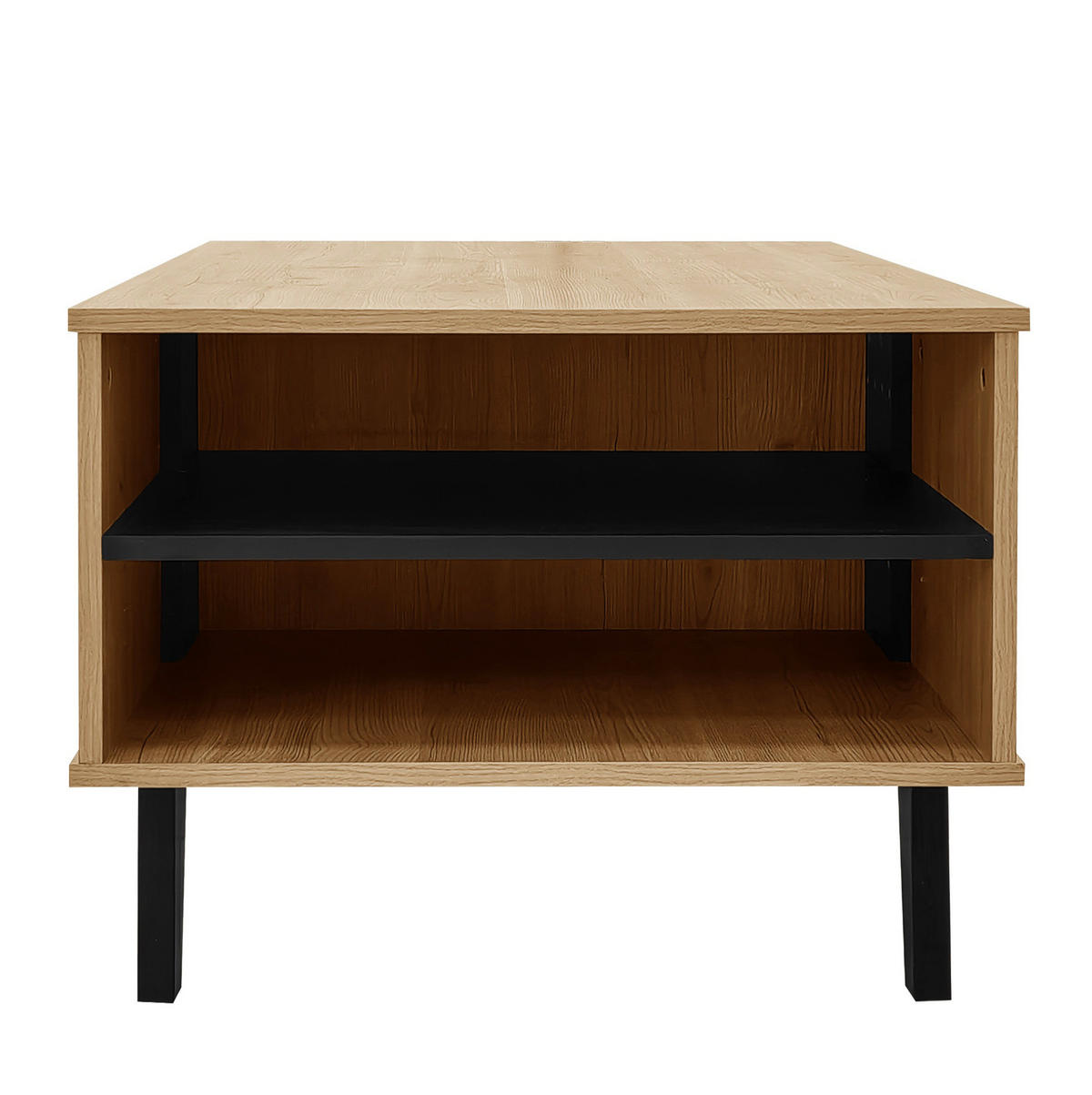 COUCHTISCH 100/60/45 cm Natur aus Glas und Spanplatte mit Stauraum - Naturfarben, Holzwerkstoff (100/60/45cm) - OKMYHOME