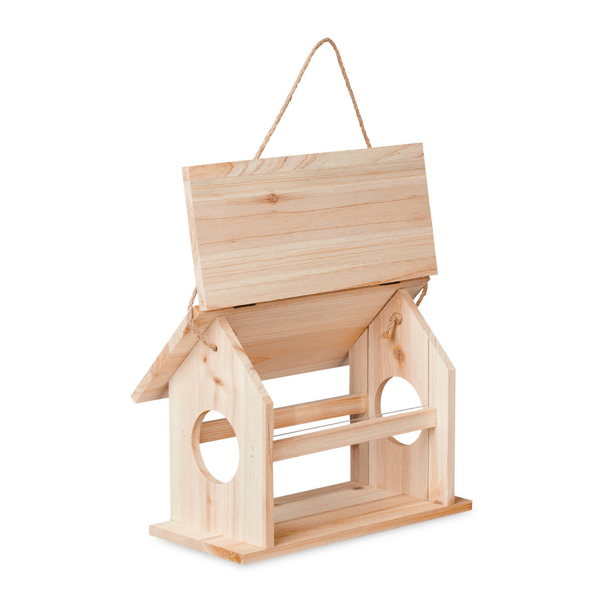 VOGELFUTTERHAUS - Hellbraun, Holz/Kunststoff (30/24/21cm) - Relaxdays