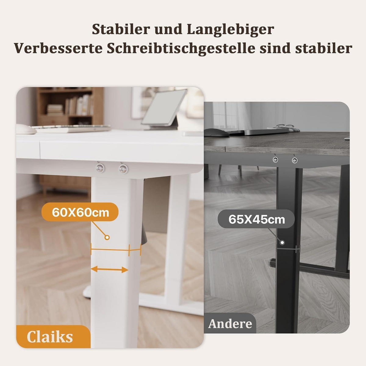 SCHREIBTISCH höhenverstellbar 120 x 60 cm mit Schublade und Memory-Funktion Weiß - Weiß, Holzwerkstoff (60/120/118cm)