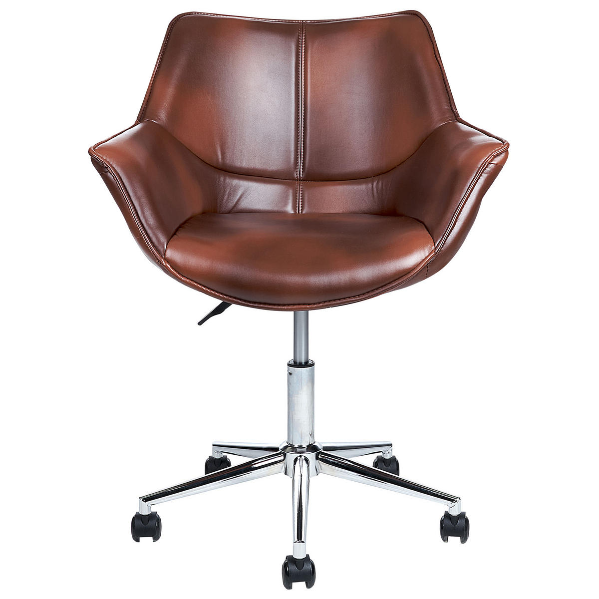 BÜROSTUHL Kunstleder Braun Newdale - Braun, Textil/Metall (62/79/62cm) - Beliani