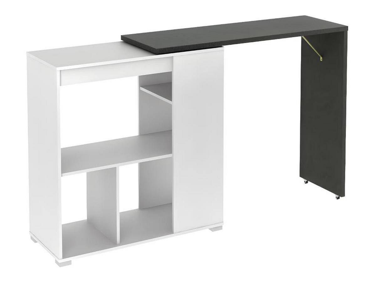 SPARSET Hausbar: Barmöbel SATURNE + 2 Barhocker CALAS - Weiß - Grau, Holz (45/100/172cm) - Vente-Unique