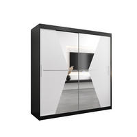 SCHWEBETÜRENSCHRANK 200/200/62 2-türig - Silberfarben/Schwarz, Holz/Kunststoff (200/200/62cm) - Abiks Möbel