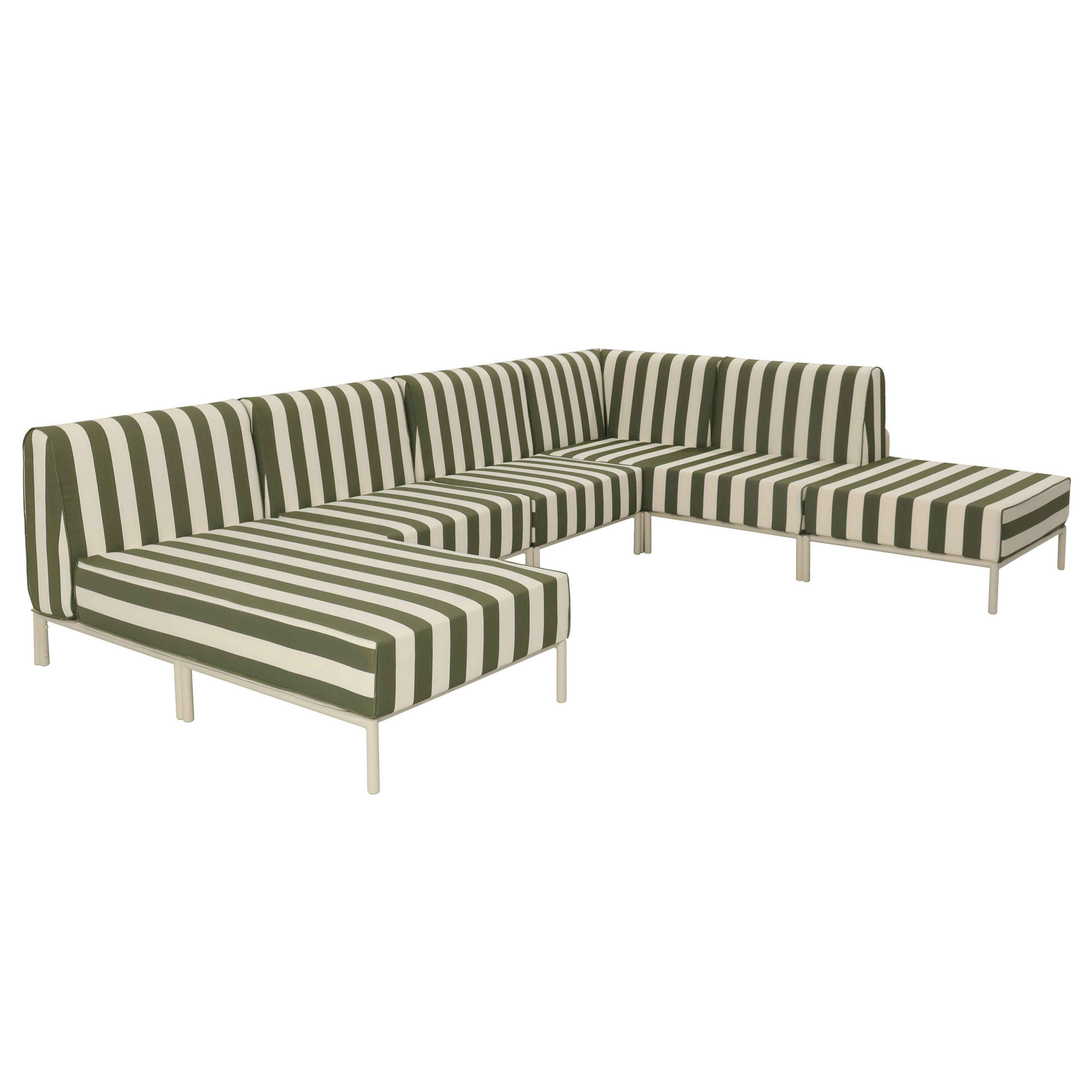 GARTENSOFA mit 6 Sitzplätzen, Khakigrün - Grün, Textil - Oviala