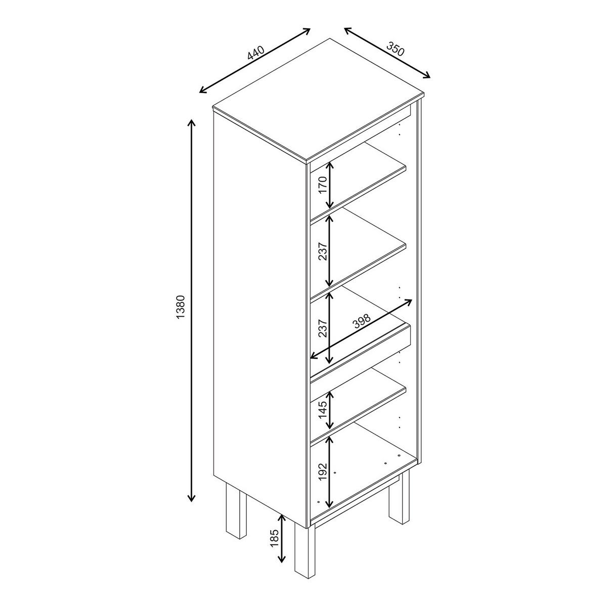 MIDISCHRANK mit 2 Türen - Pinie Massivholz - Softclose - Petrol, Holz (44/138/35cm) - home24