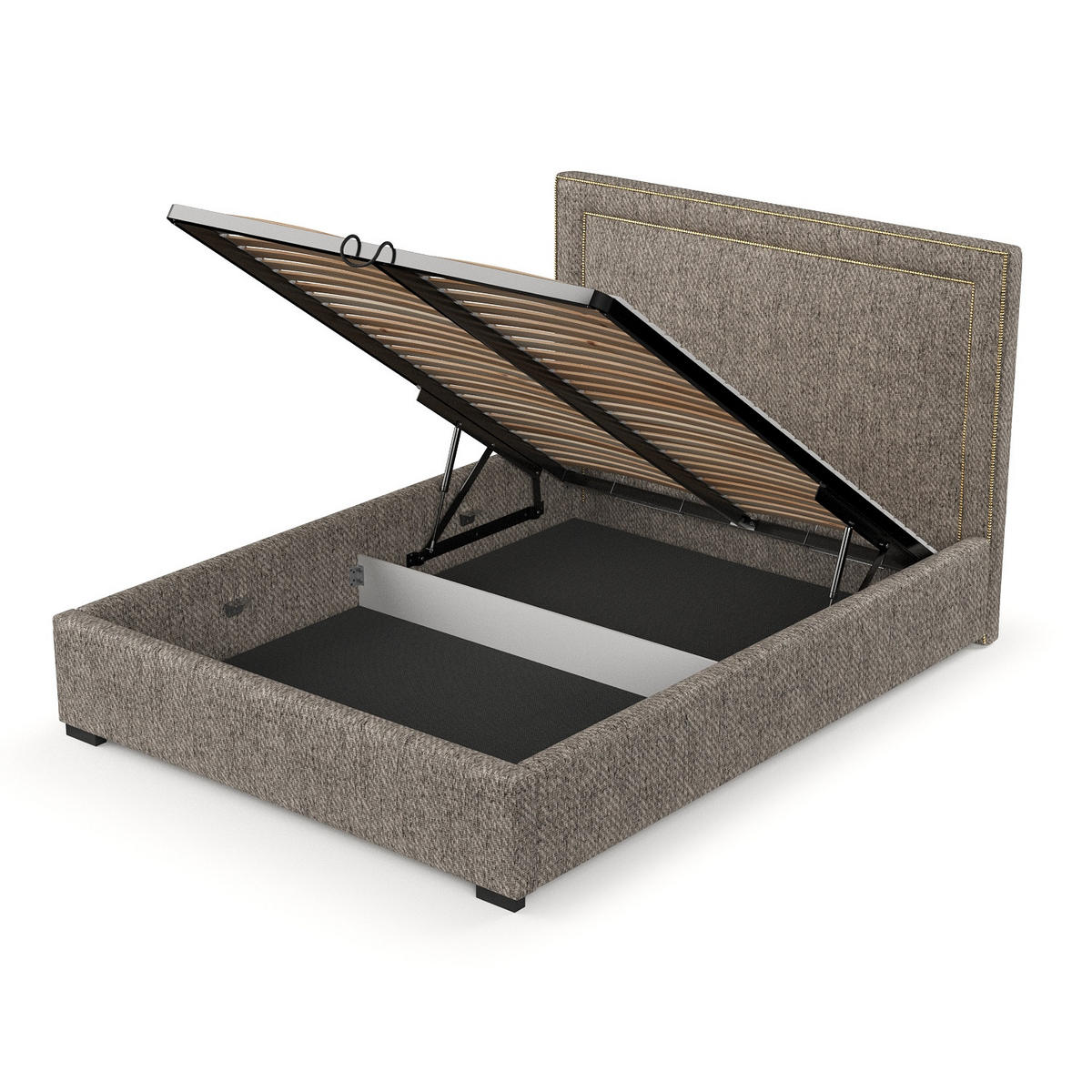 POLSTERBETT Como Brown 140/200 cm im Webstoff - Schwarz/Naturfarben, Holz/Holzwerkstoff (140/200cm) - Maison de Reve