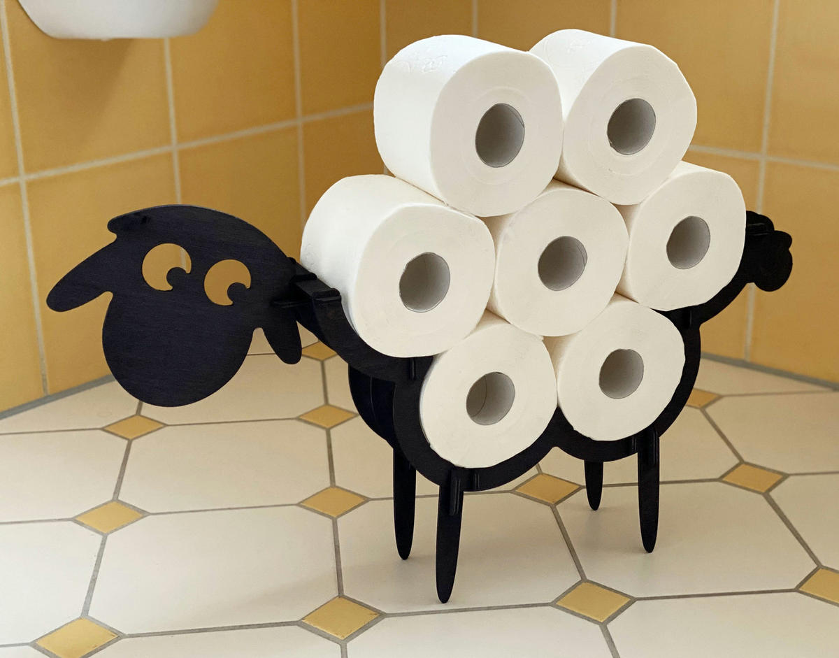 TOILETTENPAPIERHALTER Schaf Stehend Schwarz Holz - Schwarz, Holz (65/34/10.5cm) - DanDiBo