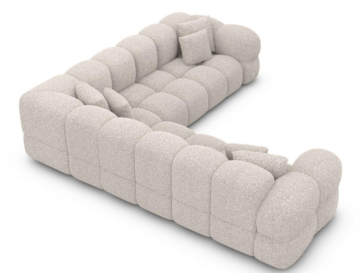 COUCH Monteverde L-Form Pearl Bouclestoff - Perlmutt, Textil (253/253cm)