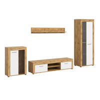 WOHNWAND Milo 4 tlg. (B/H/T: ca. 310/169/40 cm) in Wotan Eiche /weiß - Eiche Wotan, Holzwerkstoff (310/169/40cm)
