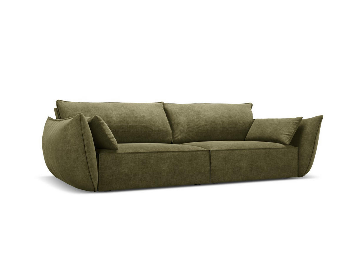 SOFA Kaelle aus Chenille-Stoff grün 3 Sitzplätze - Grün, Textil (100/85/208cm) - Micadoni