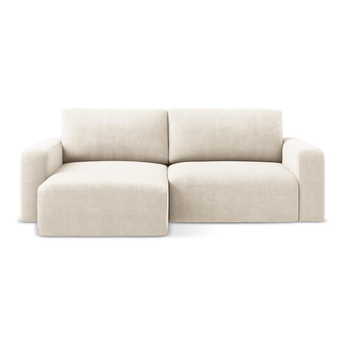 ECKSOFA mit Schlaffunktion links Chenille Stoff Beige - Beige/Creme, Kunststoff/Textil (149/244cm) - LaMiaSofa