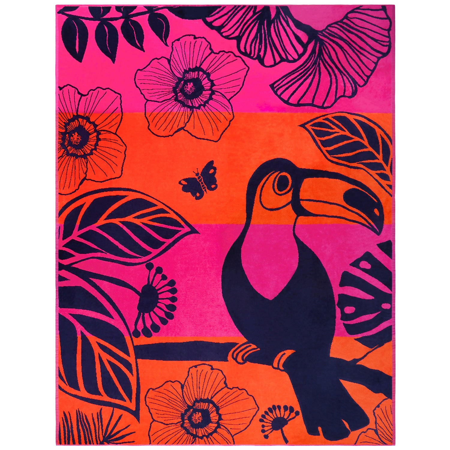 STRANDTUCH aus Veloursfrottee Jacquard Rosa 140x180 400g/m² - Tropical Forest - Pink, Textil (140/180cm) - LE COMPTOIR DE LA PLAGE