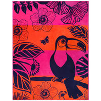 STRANDTUCH aus Veloursfrottee Jacquard Rosa 140x180 400g/m² - Tropical Forest - Pink, Textil (140/180cm) - LE COMPTOIR DE LA PLAGE