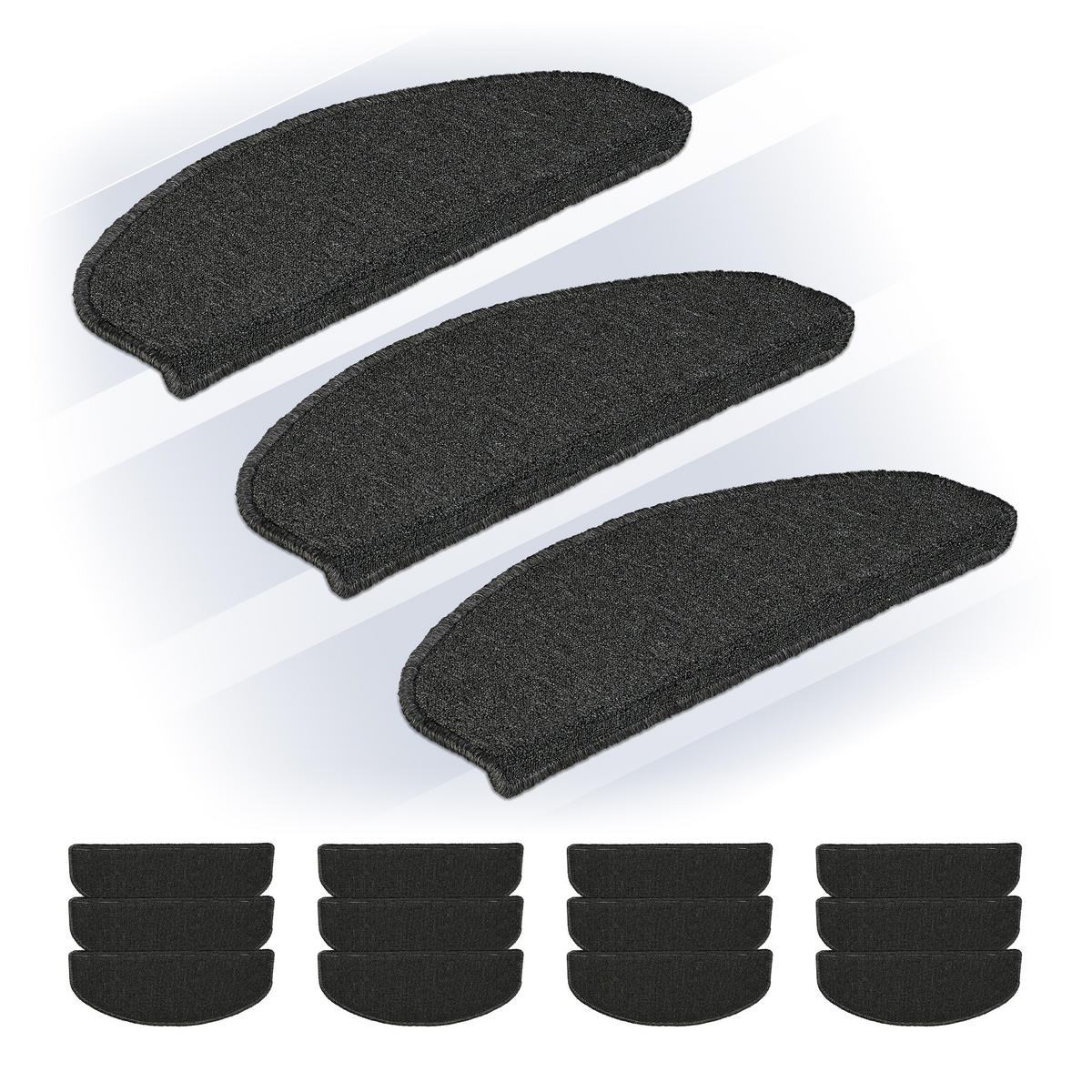 15XSTUFENMATTEN - Anthrazit, Kunststoff (24/65/4cm) - Relaxdays