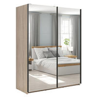 SCHWEBETÜRENSCHRANK Tetrix Eiche Sonoma 153,5 / 60 / 195,5cm - Grau/Sonoma Eiche, Holz/Holzwerkstoff (153.5/195.5/60cm) - Feldmann-Wohnen