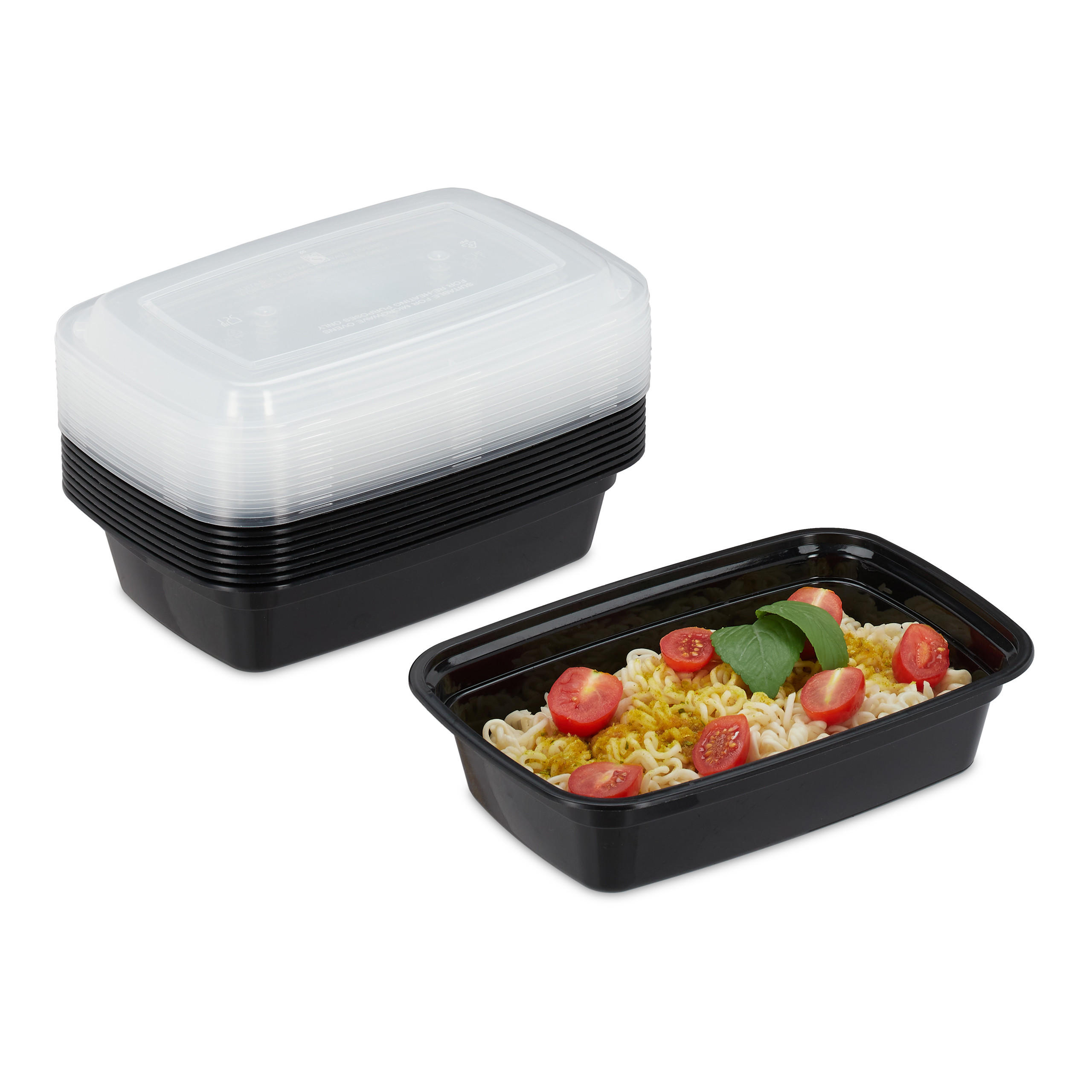 10XMEAL-PREP-BOXEN - Schwarz, Kunststoff - Relaxdays
