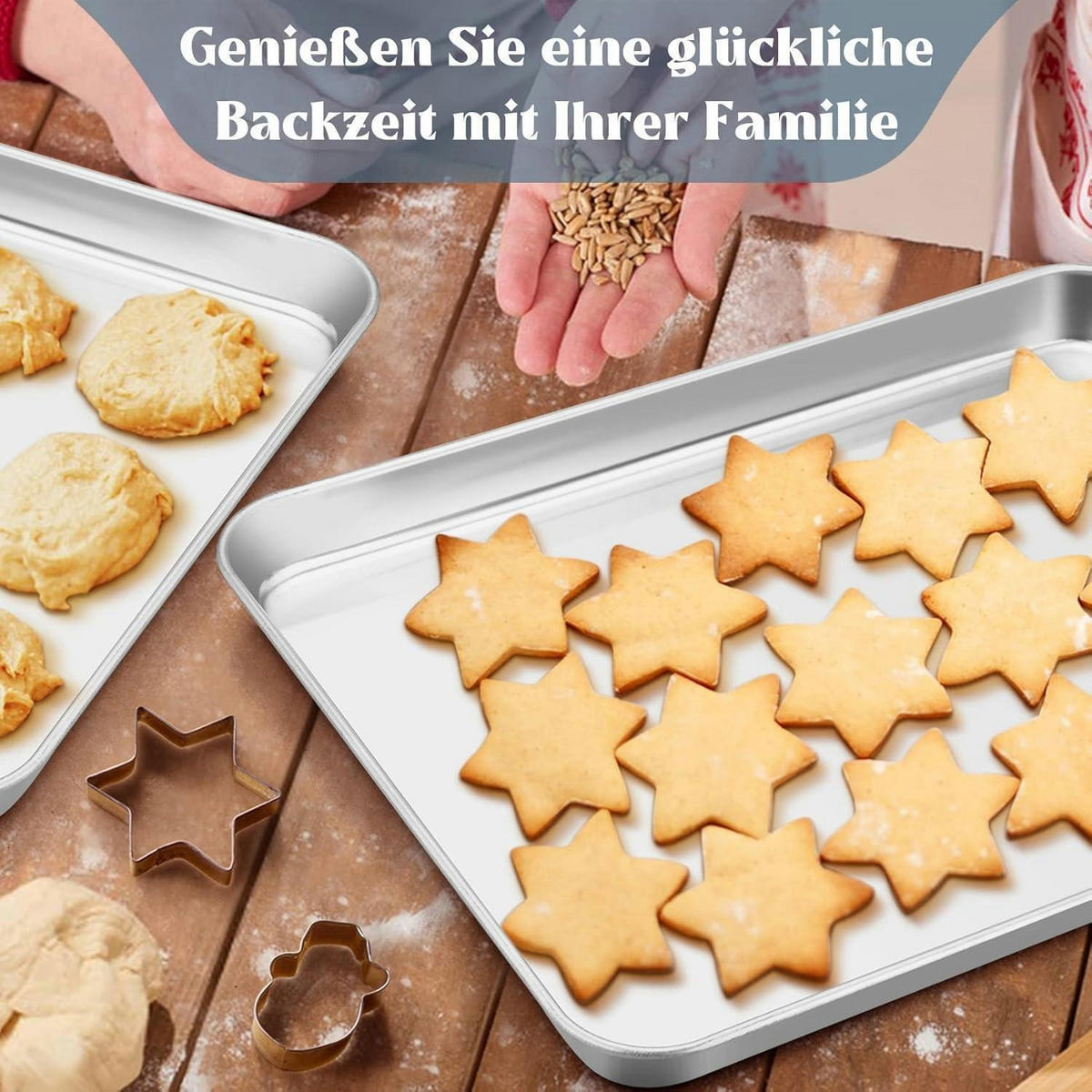 BACKBLECH 2er Set Edelstahl 31,4 x 24,6 x 2,5 cm - Silberfarben, Metall (24.6/2.5/31.4cm)