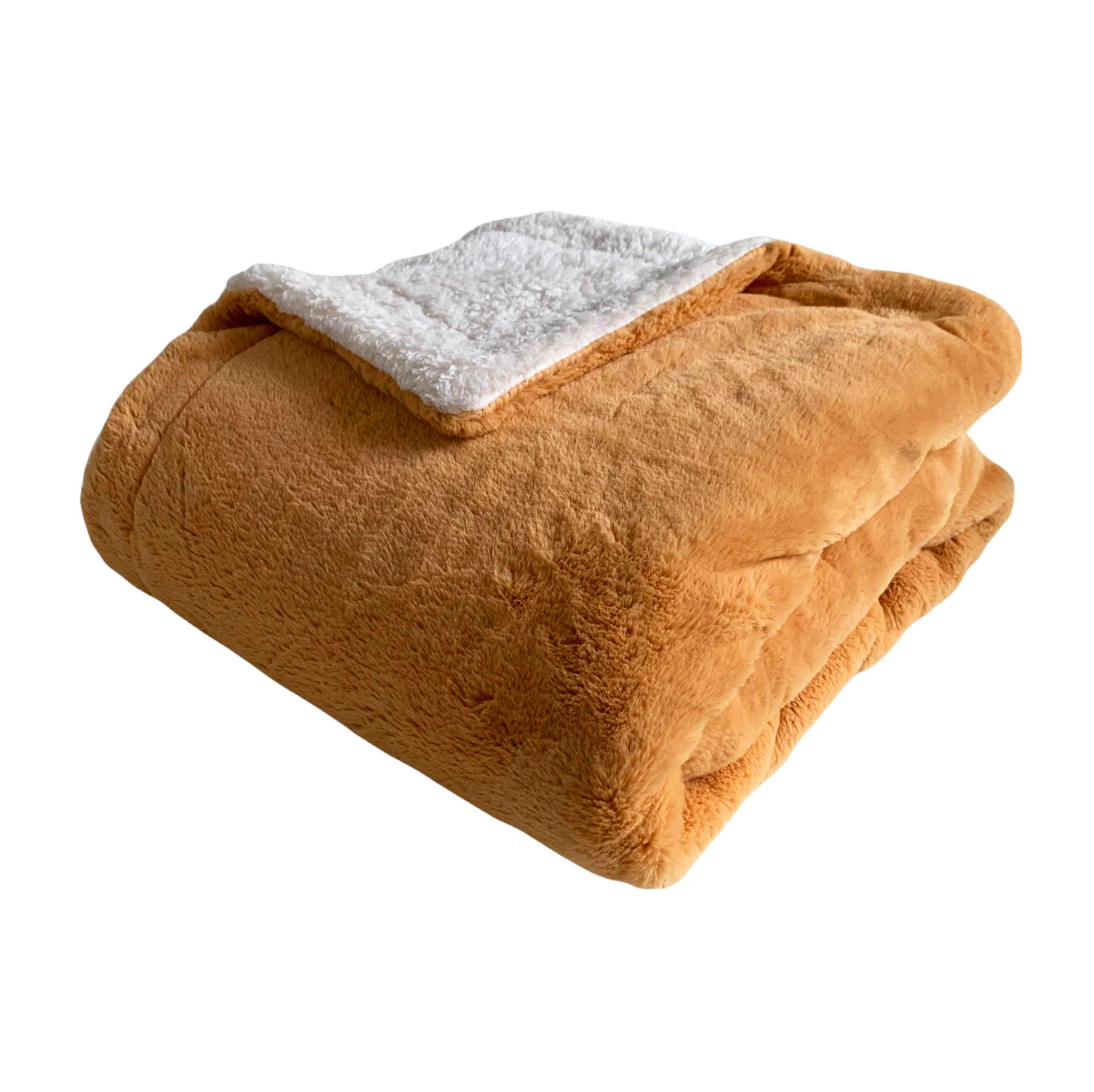 PLAID gefüttert in Kaninchenoptik Camel 130 x 170 - Beige, Textil (130/170cm) - LE COMPTOIR DE LA PLAGE