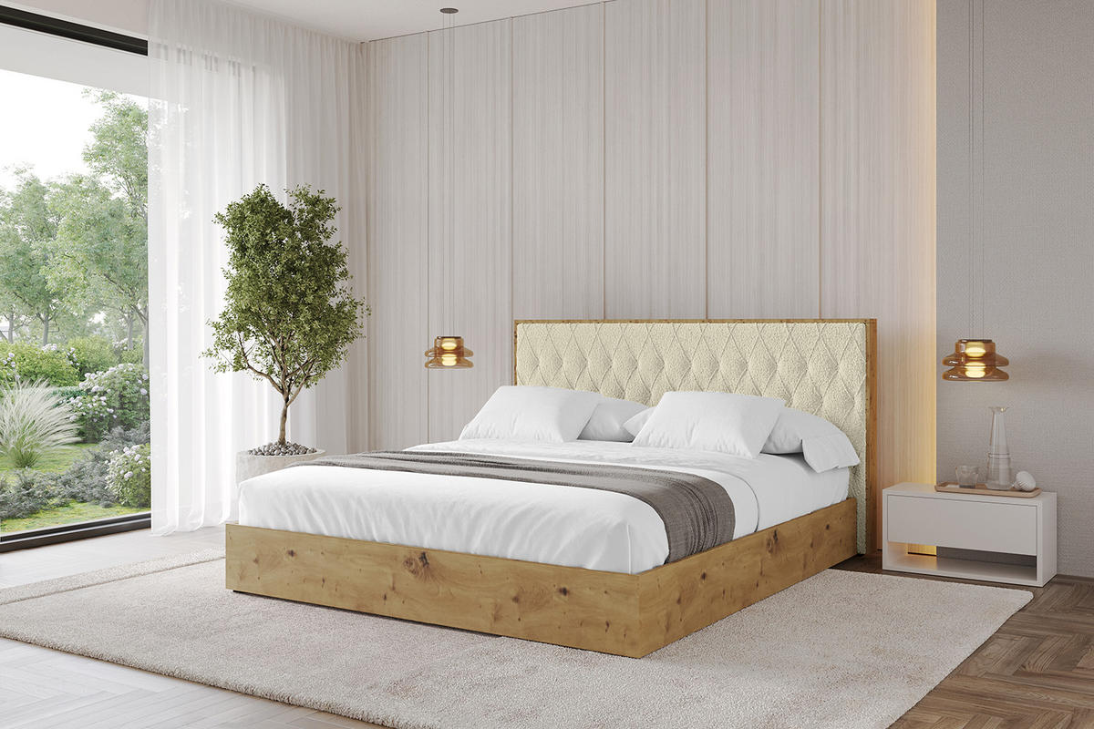 POLSTERBETT mit Bettkasten und Lattenrost, Bett mit Matratze H3/H4 - ENZO5 120x200 Beige - Taupe, Holzwerkstoff/Textil (120/200cm) - ALTDECOR