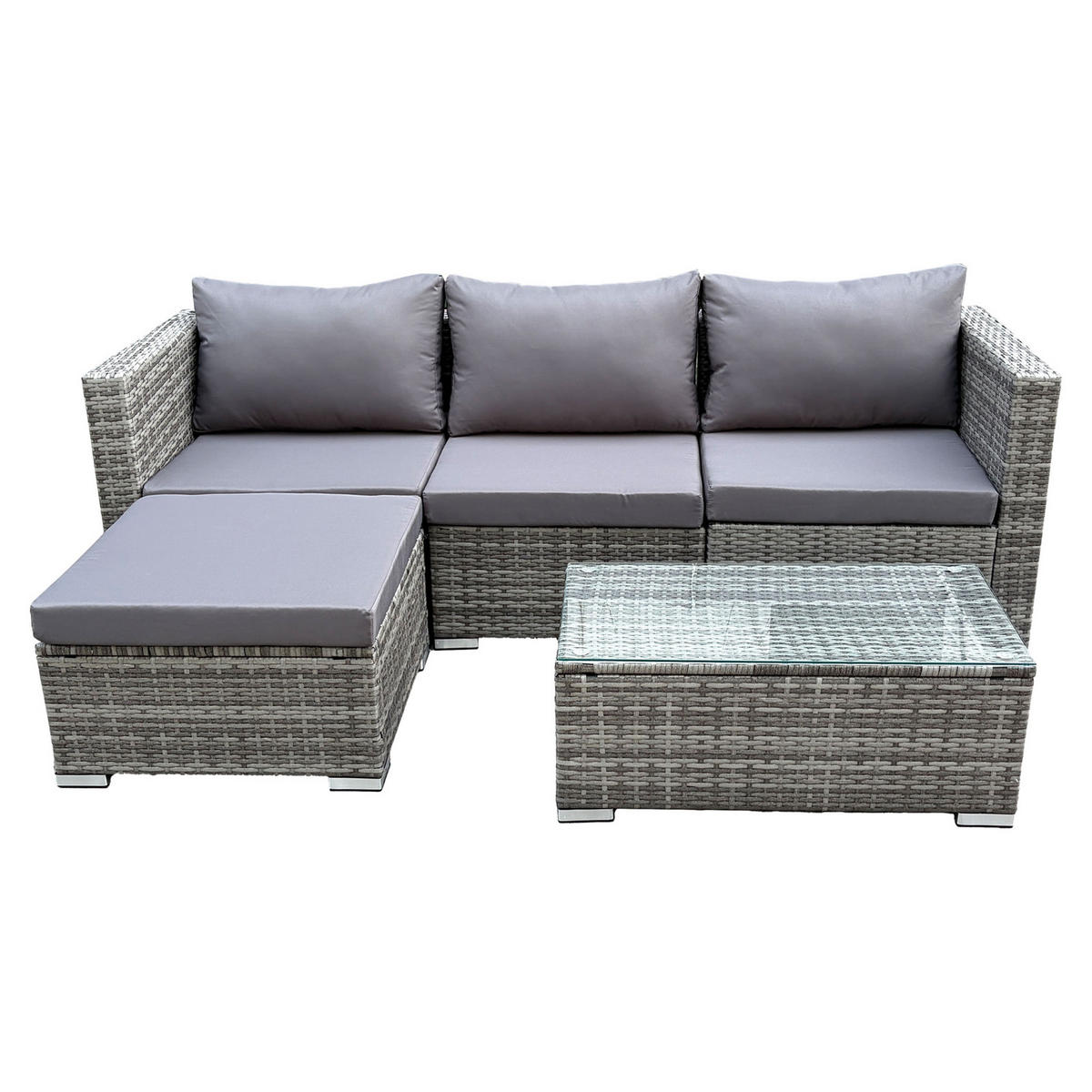 GARTENLOUNGE Queens Polyrattan Grau - Grau, Kunststoff - SVITA