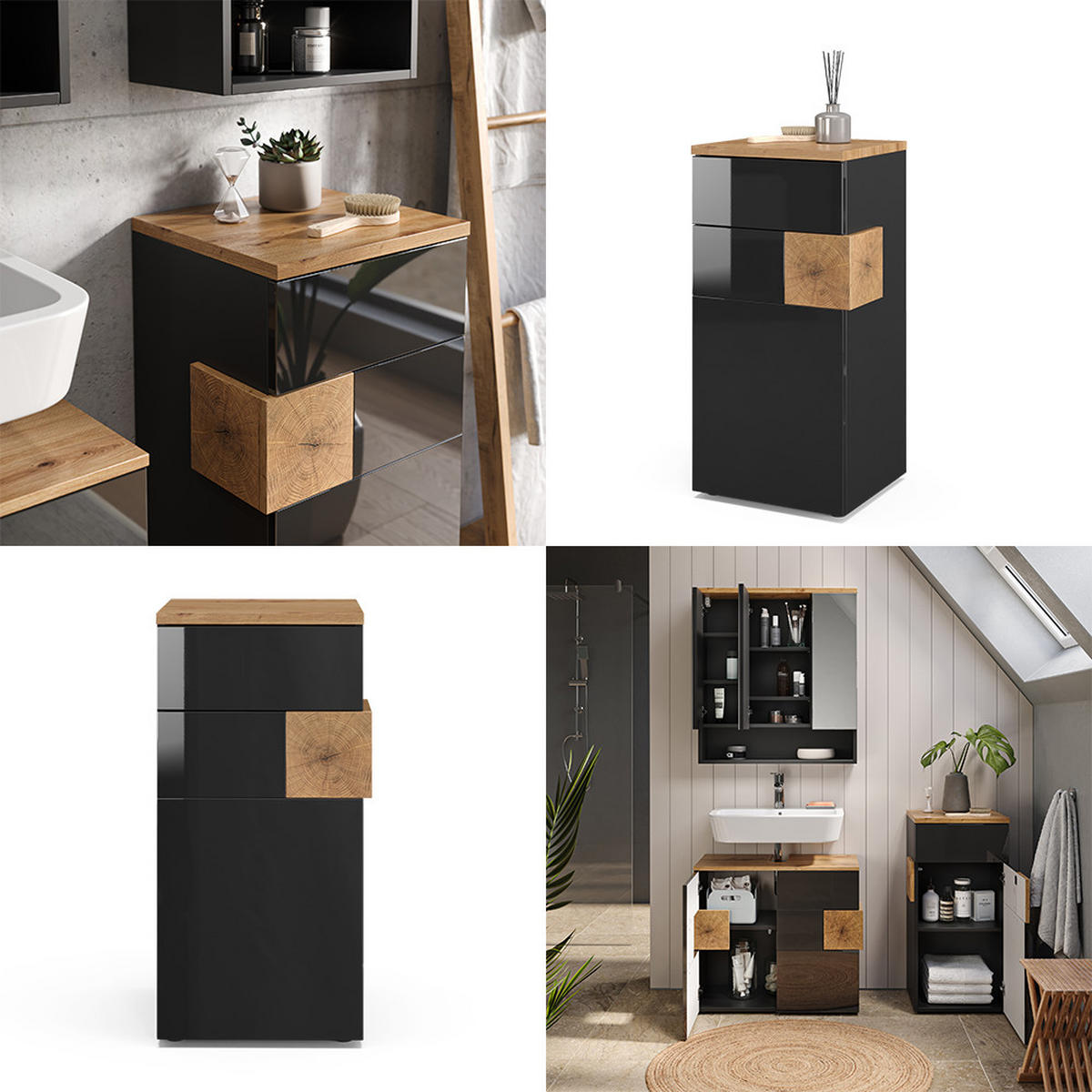 MIDISCHRANK Eden Anthrazit 40 x 84 cm - Anthrazit, Holzwerkstoff (40/84/37cm) - Vicco
