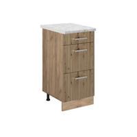 KÜCHENUNTERSCHRANK R-Line Artisan-Eiche 40 cm AP Marmor - Honigeiche/Eiche Wotan, Holzwerkstoff (40/81.6/60cm) - Vicco
