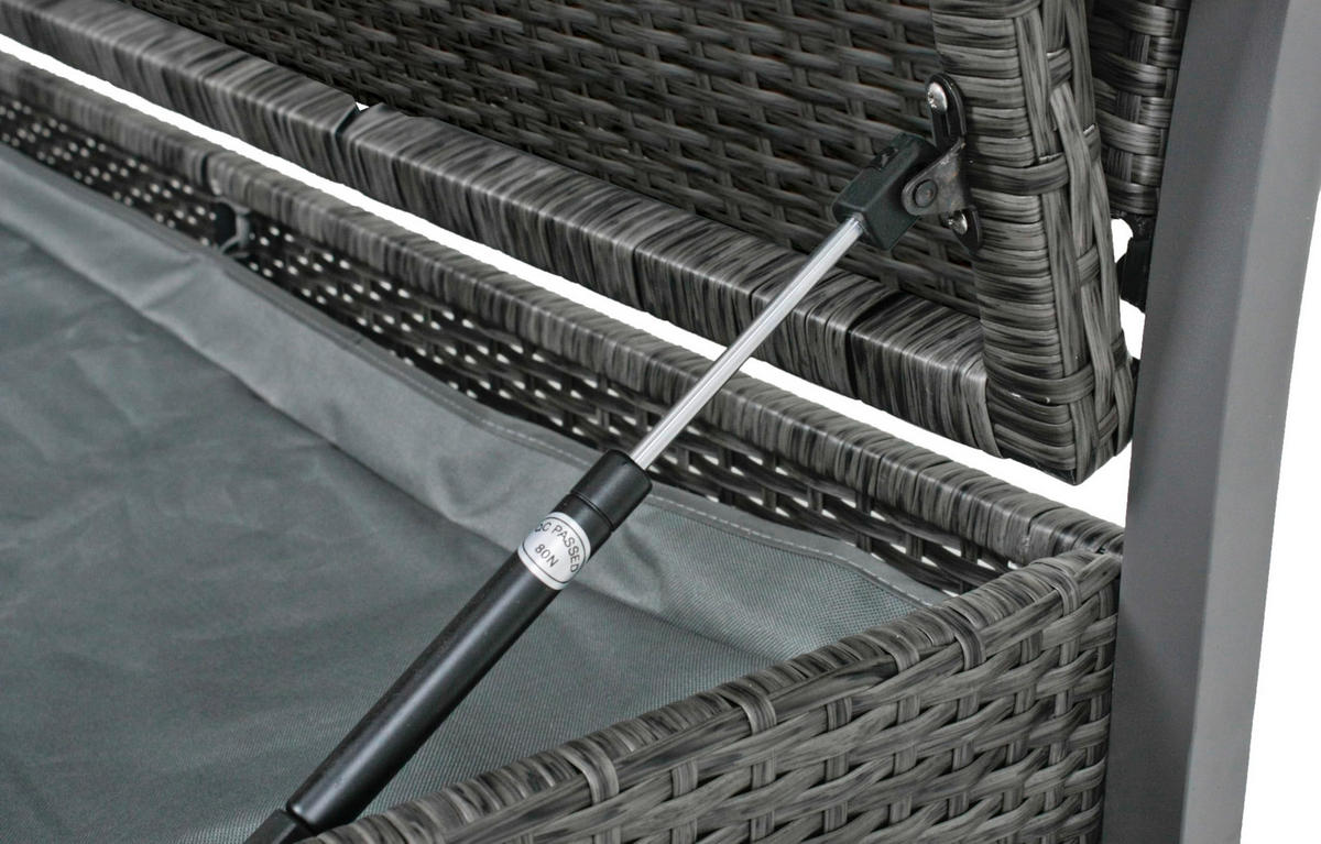 PARKBANK Wouter mit Ablagefach Dunkelgrau Gartenbank - Dunkelgrau, Kunststoff (117/86/58cm) - DELUKE