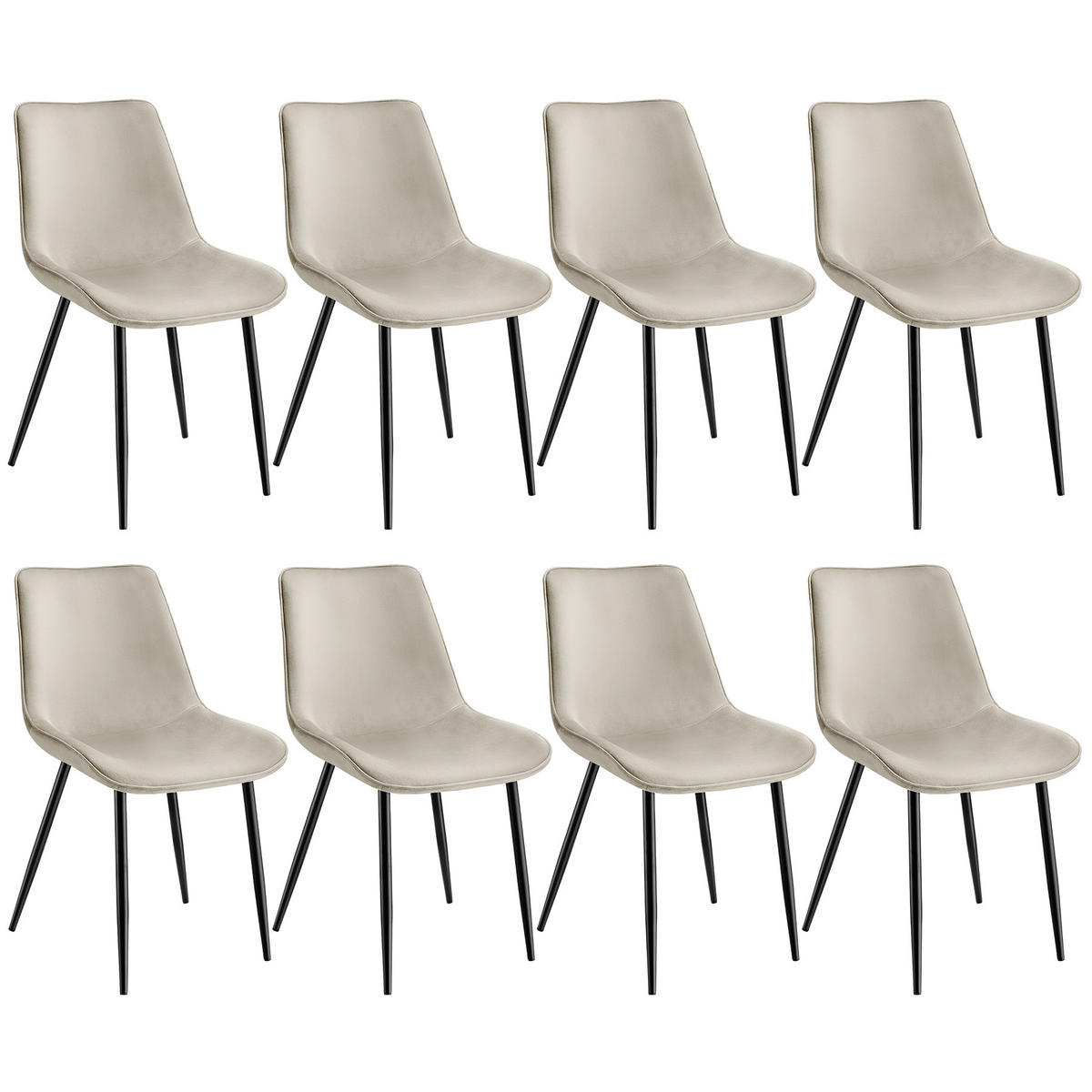 STUHL 8er Set Monroe 48 x 59 x 82 5 cm creme - Creme, Kunststoff (48/82.5/59cm) - tectake