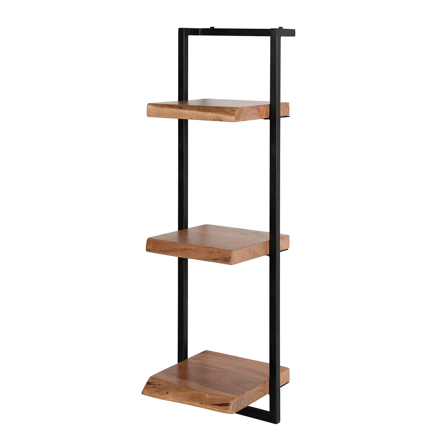 WANDREGAL - Akazie massiv / Metall - Akaziefarben, Holz (30/100/26cm) - home24