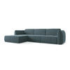 ECKSOFA Links Samt Stoff Blau - Blau/Petrol, Kunststoff/Textil (170/290cm) - Makamii