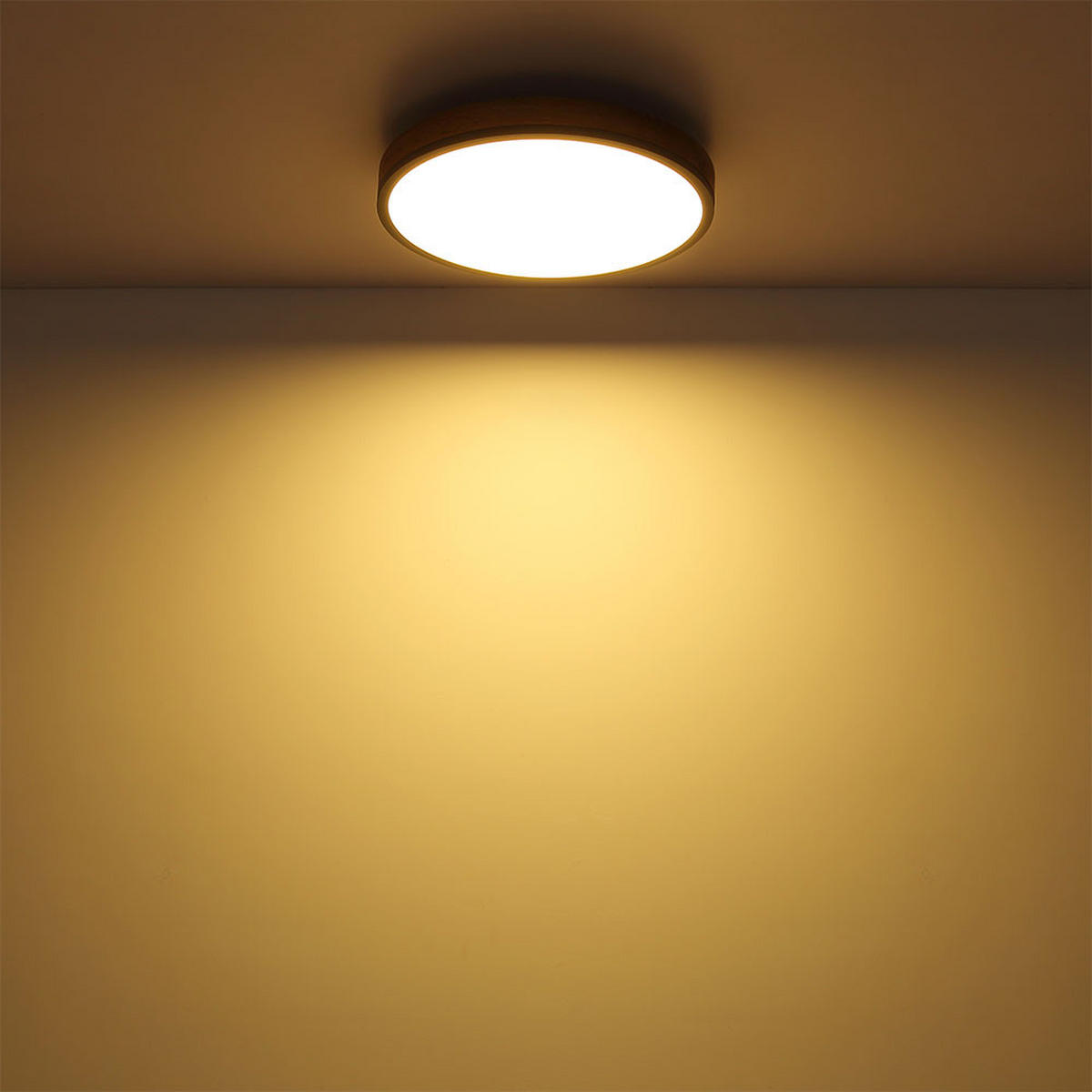 LED DECKENLEUCHTE Holzoptik Braun - Braun, Metall (45/45/8.5cm) - Globo Lighting