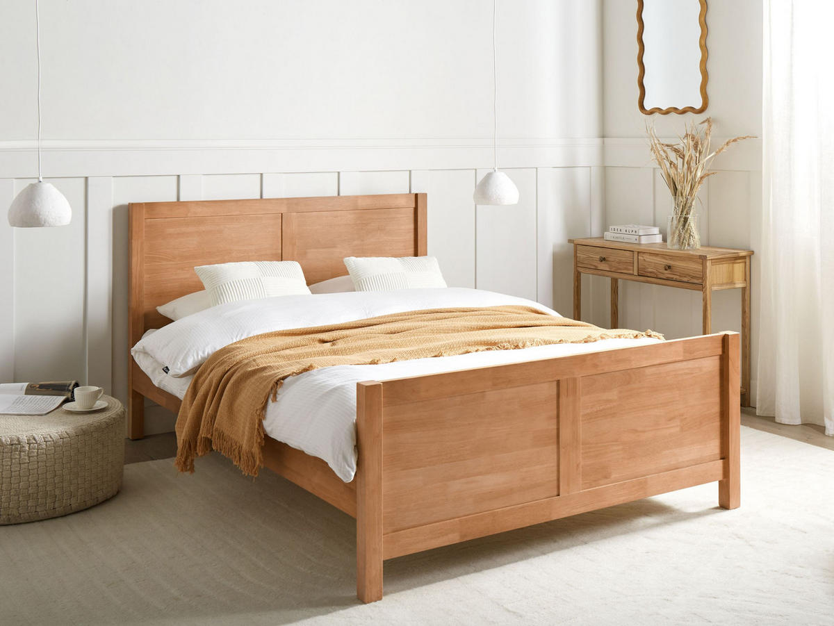 BETT mit Lattenrost 140x200 cm Heller Holzfarbton Champagnat - Hellbraun, Holz (140/200cm) - Beliani