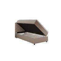 BOXBETT Diamaro 100x200 cm mit Bettkasten und Topper - Dunkelbeige - Beige, Holz (100/215cm) - Panda Möbel
