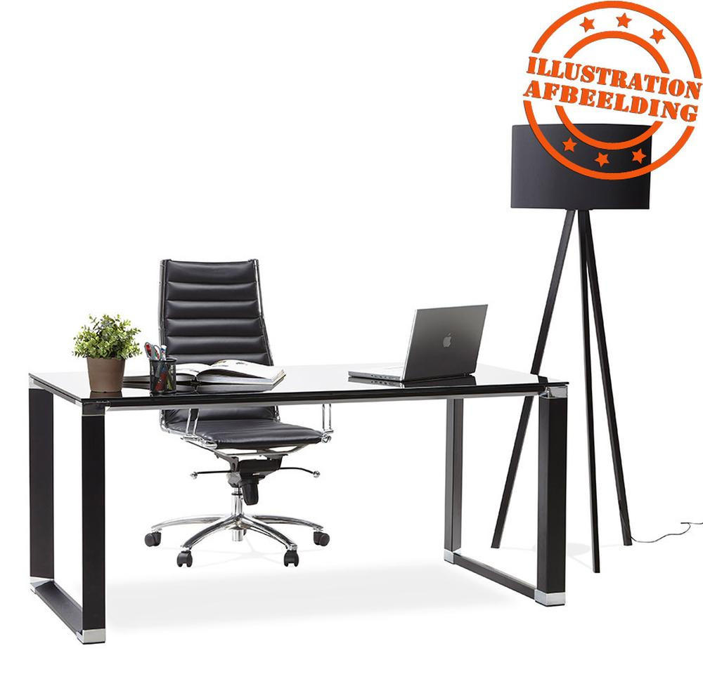 GLASSCHREIBTISCH Verchromt Mit Kufengestell Modern KERIX, Schwarz 160x80x73 cm - Schwarz, Glas/Metall (80/160/73cm) - KADIMA DESIGN