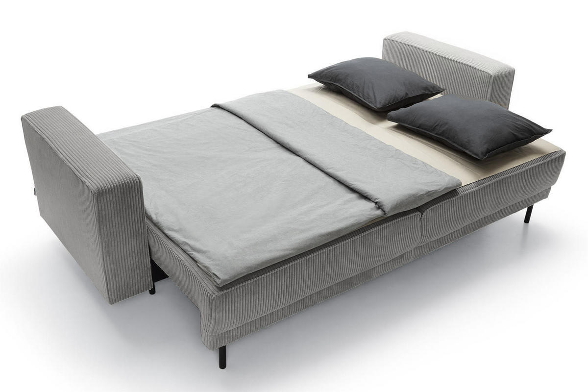 SCHLAFSOFA Rodario Grau Cordbezug - Schwarz/Grau, Textil/Metall (236/95/97cm) - Selsey