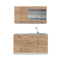 SINGLEKÜCHE Fame-Line Goldkraft Eiche/Weiß 140 cm ohne AP - Honigeiche/Eiche Wotan, Holzwerkstoff (140/81.6/46cm) - Vicco
