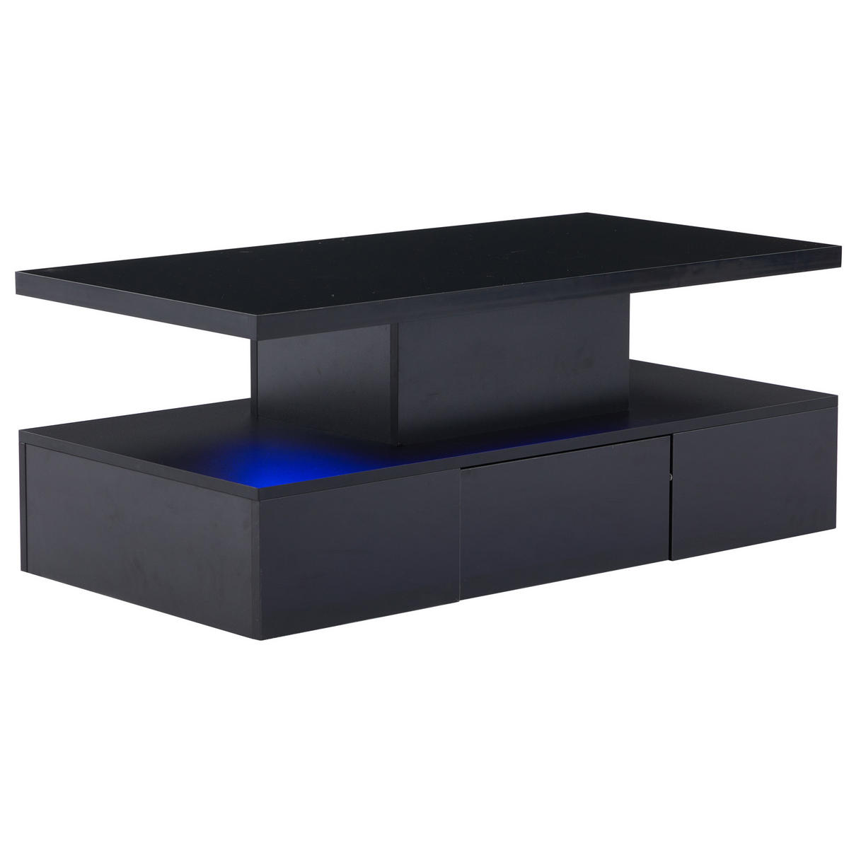 KONFERENČNÍ stolek 100/50/39 cm černý z dřevotřísky s LED osvětlením a zásuvkou - černá, kompozitní dřevo (100/50/39cm) - OKWISH